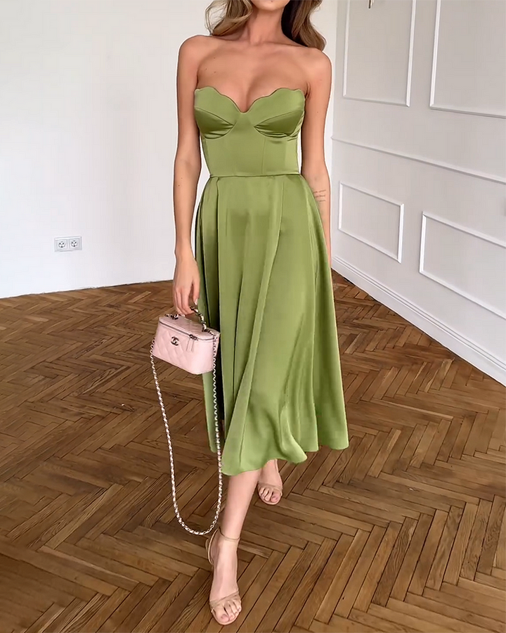 Liora™ | Strapless Elegant Midi Dress