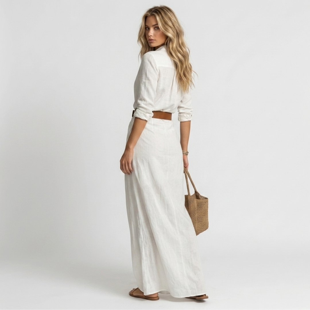 Athena - Long Dress with Low Neckline