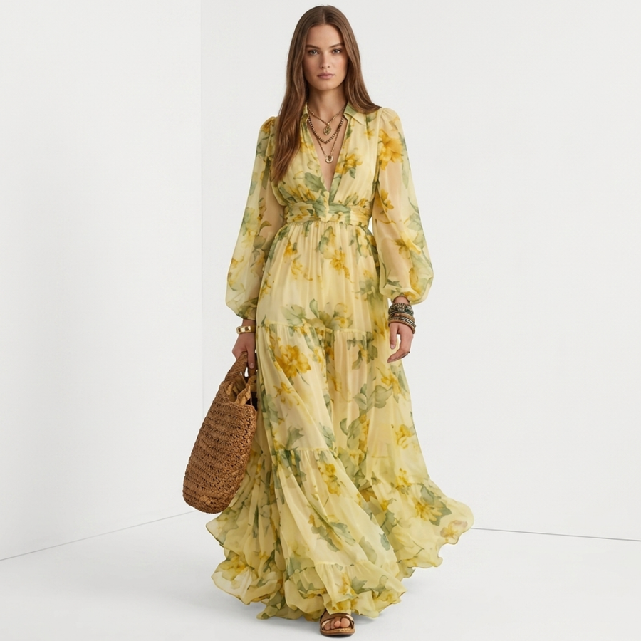 Meg - Dress with Wide Sleeves and Print