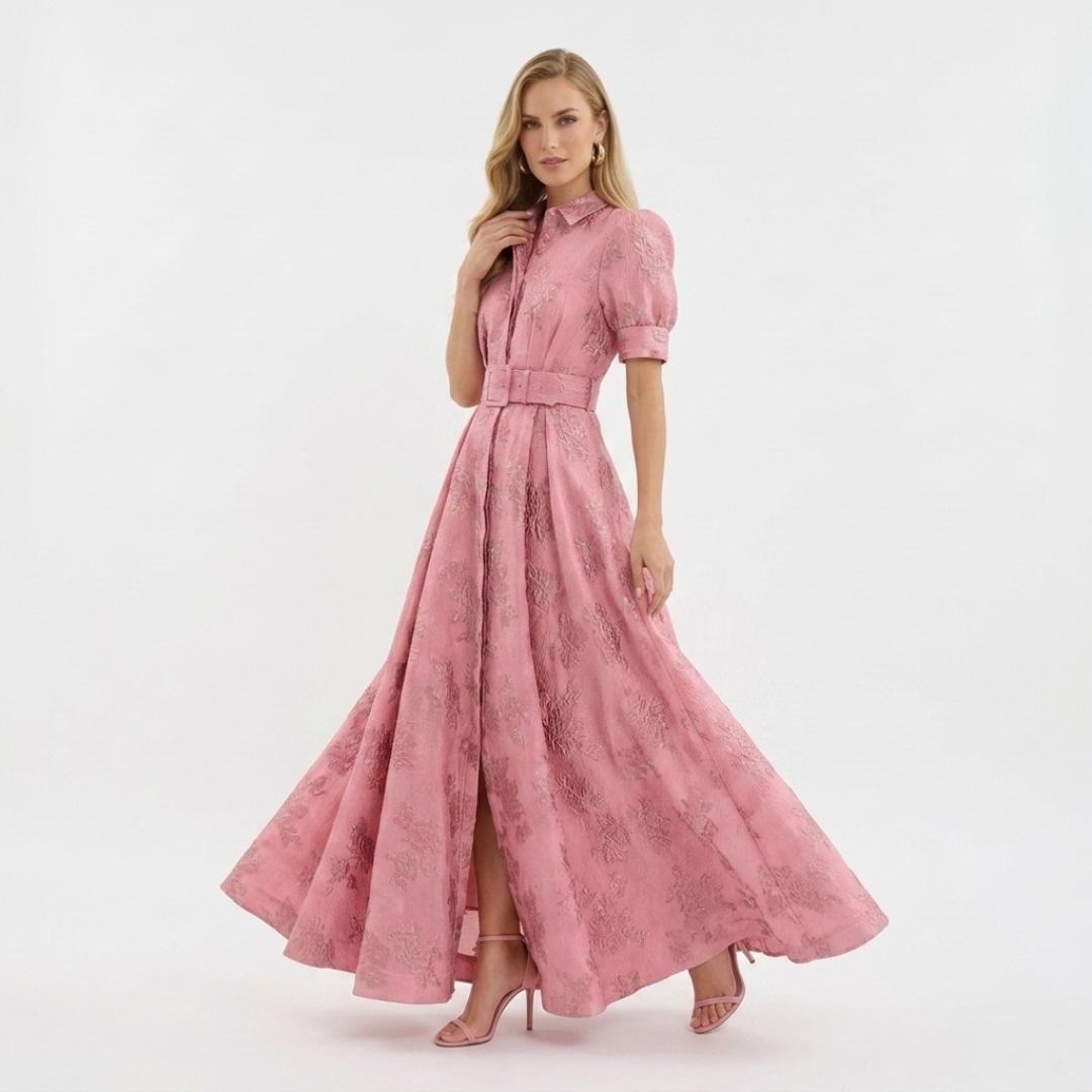 Eliza - Fuchsia dress with short sleeves