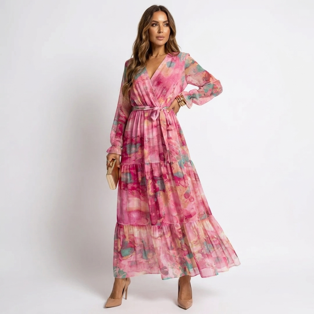 Luzia - Dress with wrap design and floral pattern