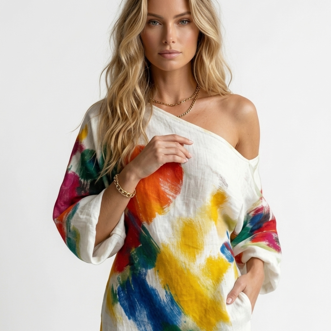 Andreza - Artistic Dress with One Shoulder
