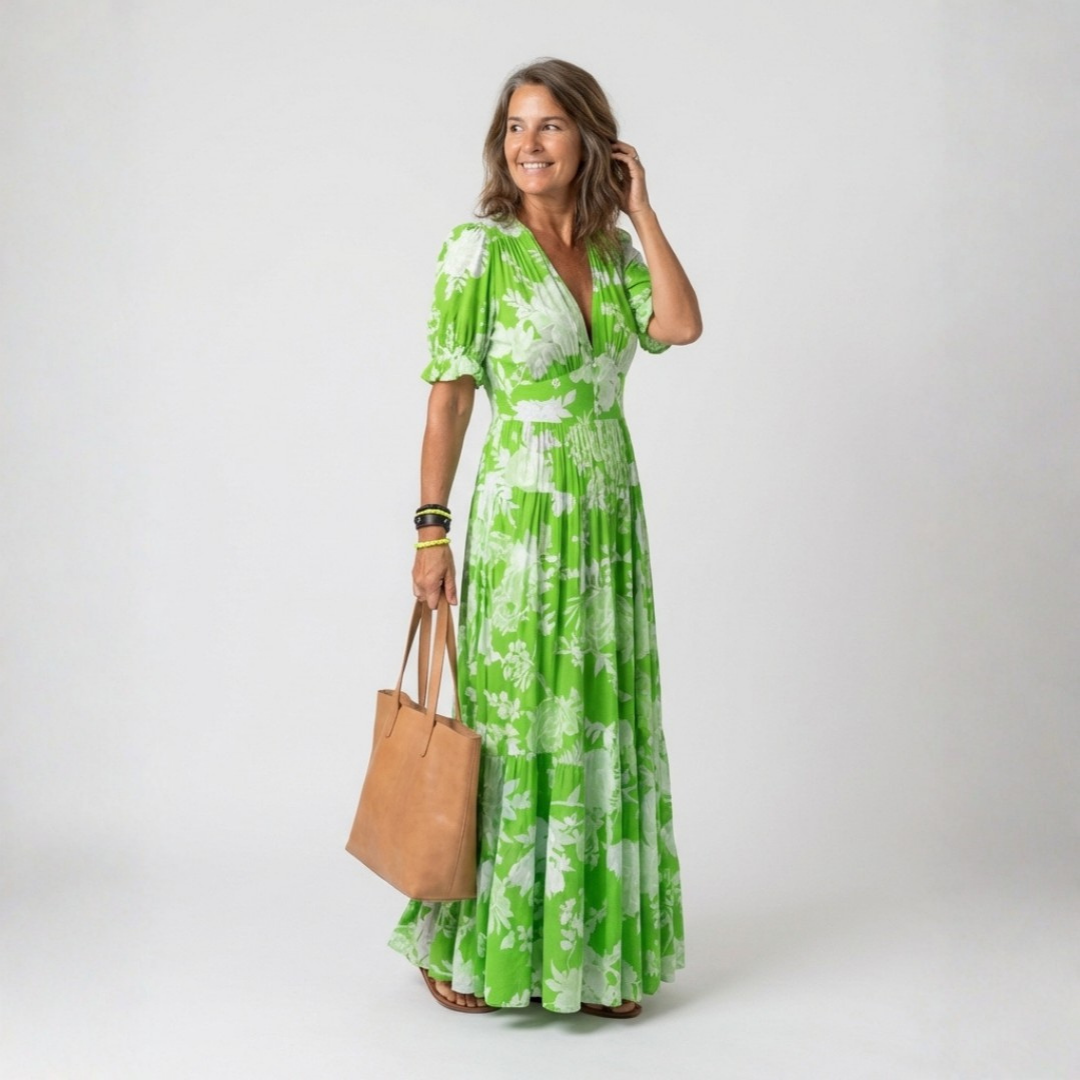 Ruby | Floral V-Neck Midi Dress