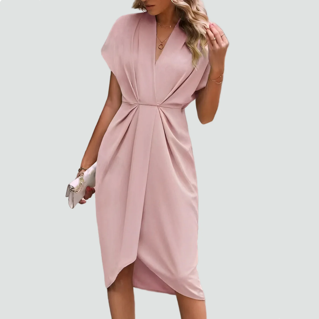 Mallory | Elegant women's wrap midi cocktail dress