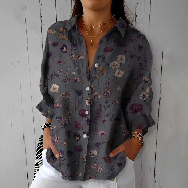 Daisy | Dark Floral Print Blouse