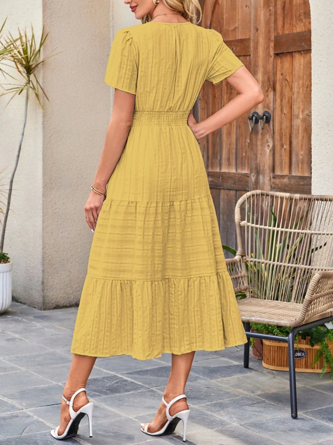 Victoria | Ruffled Midi Dress V-Neckline
