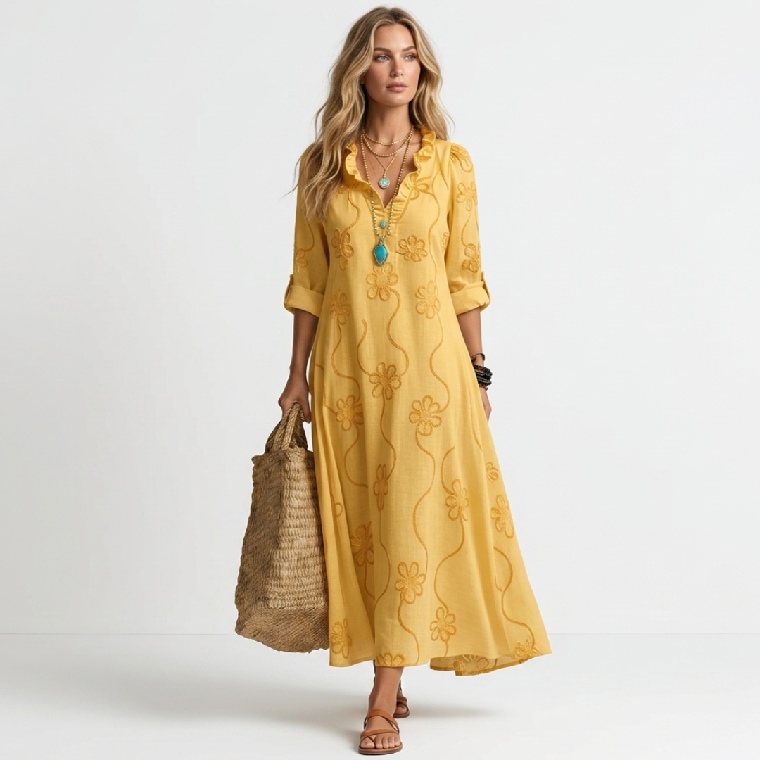 Clio - Long Summer Dress with Flowers