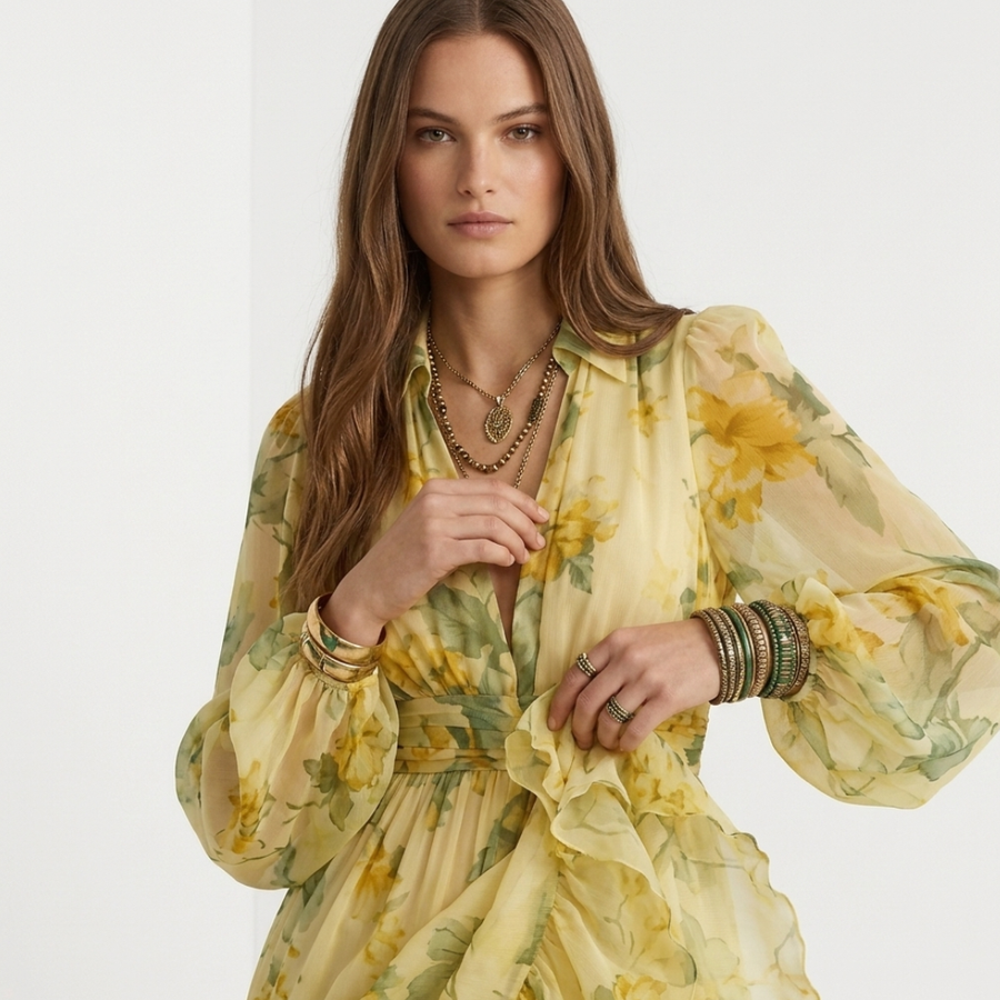 Meg - Dress with Wide Sleeves and Print