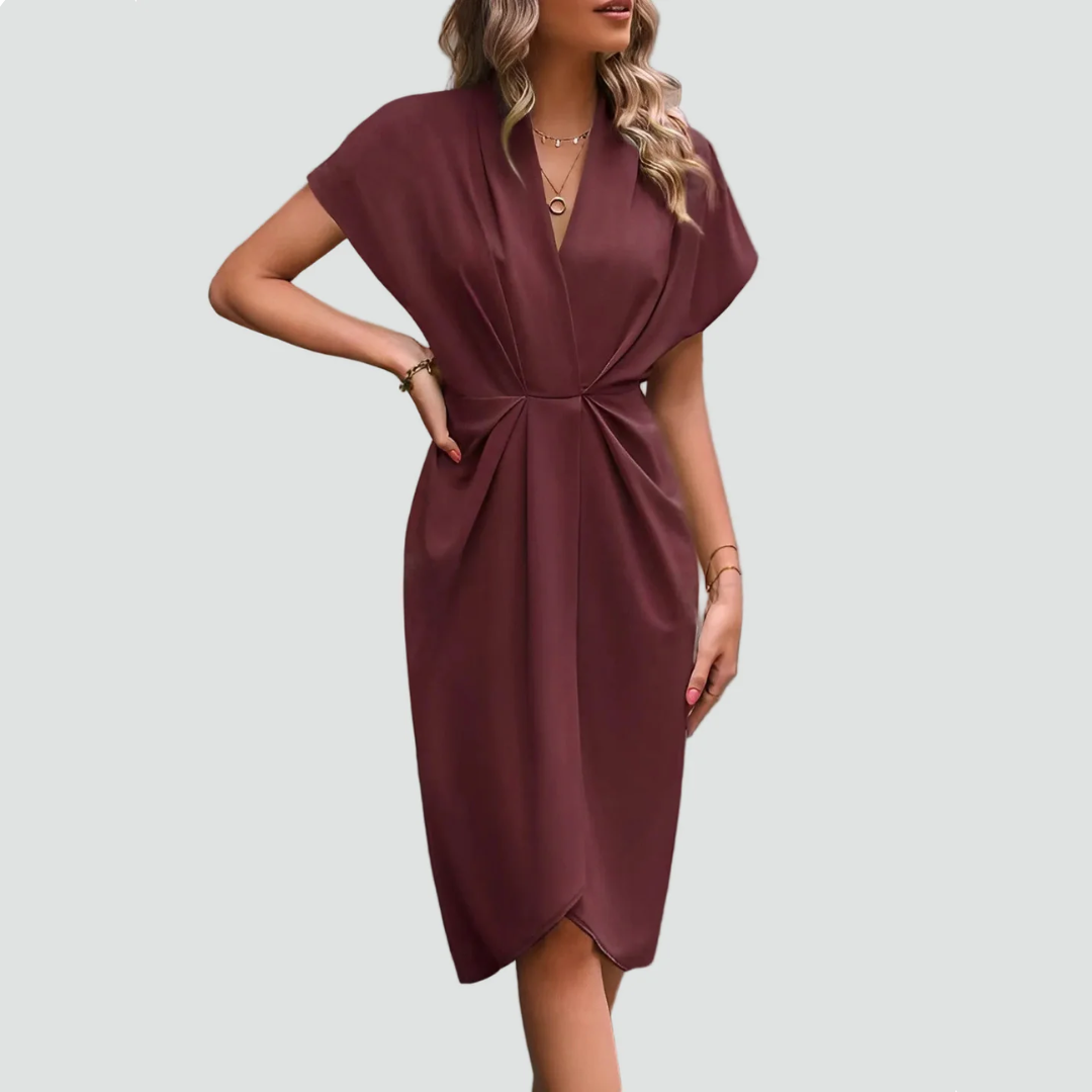 Mallory | Elegant women's wrap midi cocktail dress