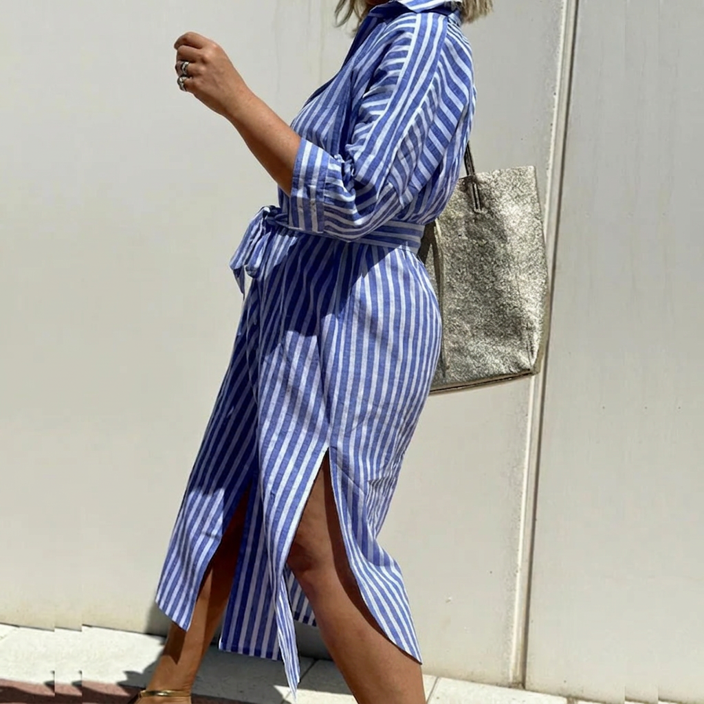 Harlow | Women's Button-Down Stripe Shirt Dress
