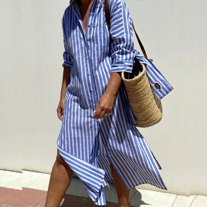 Harlow | Women's Button-Down Stripe Shirt Dress
