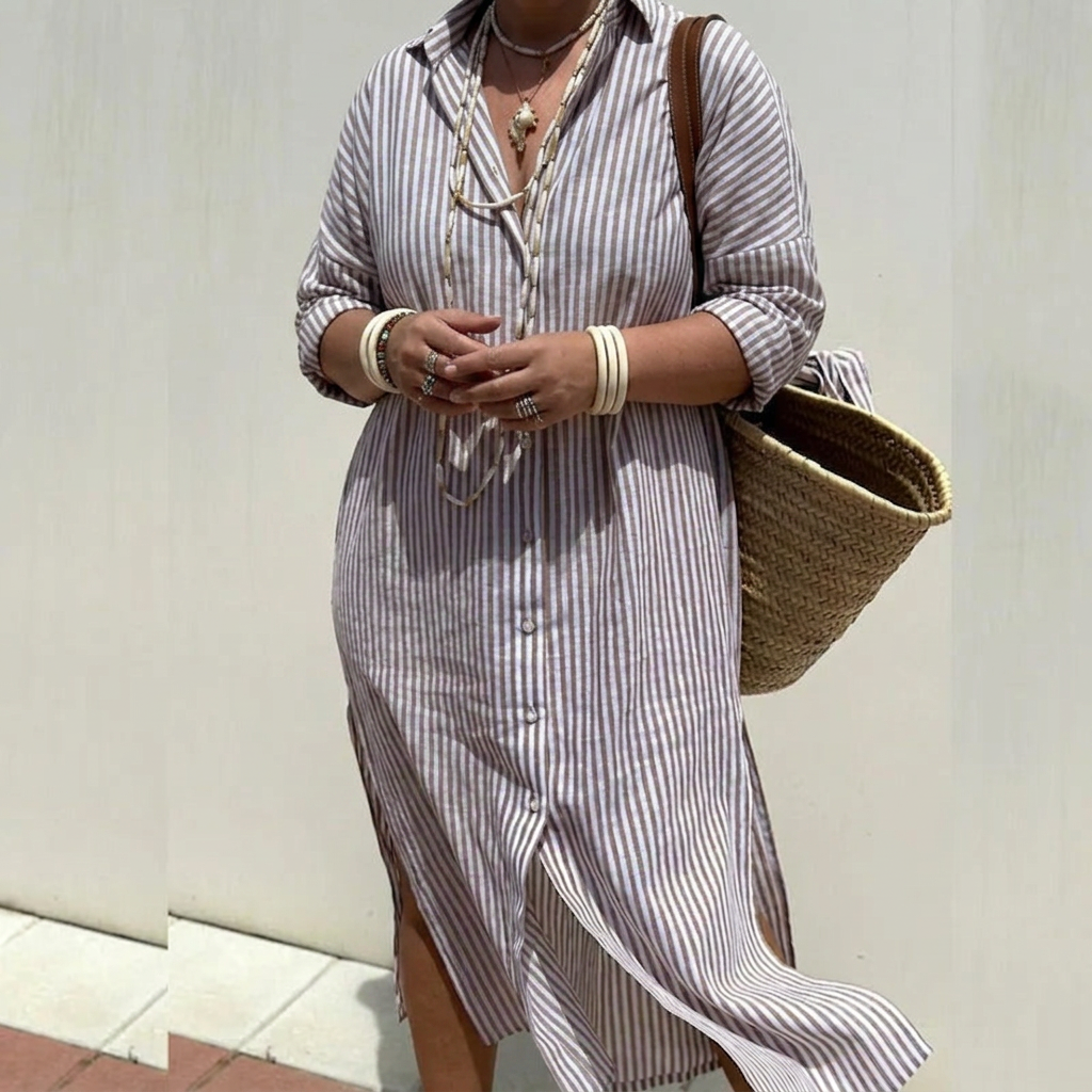 Harlow | Women's Button-Down Stripe Shirt Dress