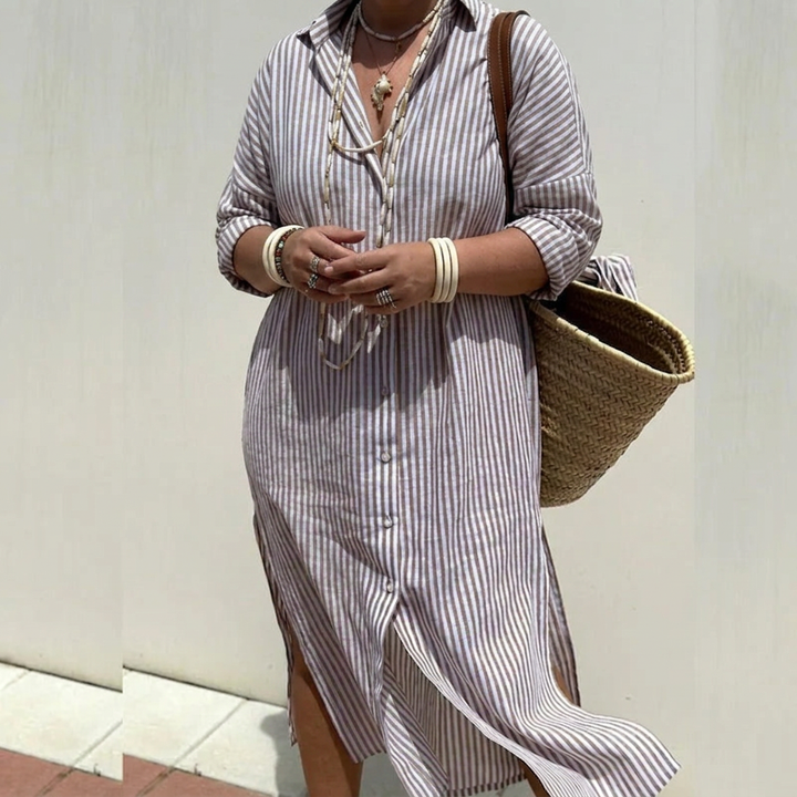 Harlow | Women's Button-Down Stripe Shirt Dress