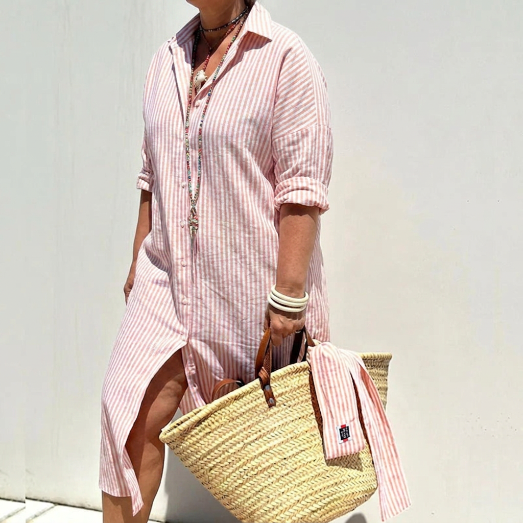 Harlow | Women's Button-Down Stripe Shirt Dress