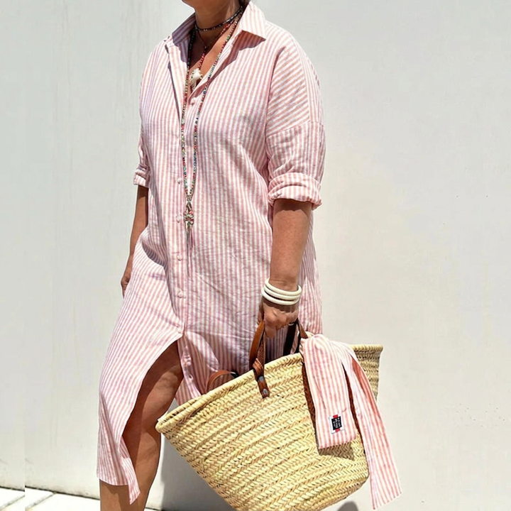Harlow | Women's Button-Down Stripe Shirt Dress
