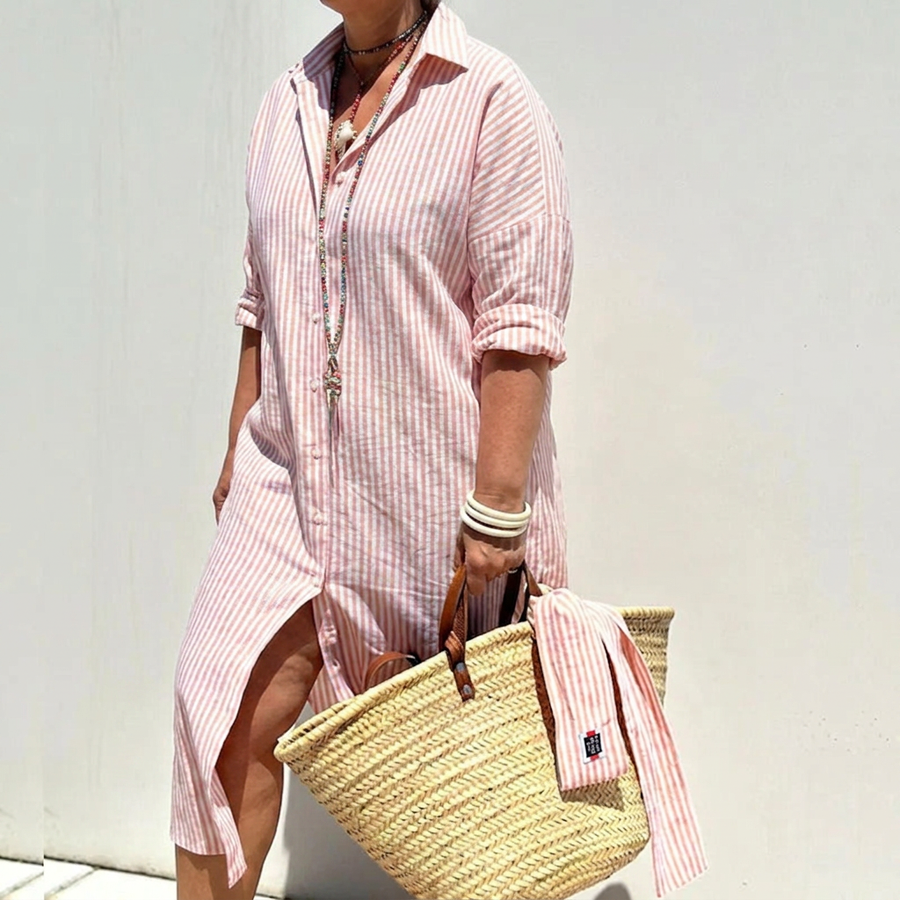 Harlow | Women's Button-Down Stripe Shirt Dress