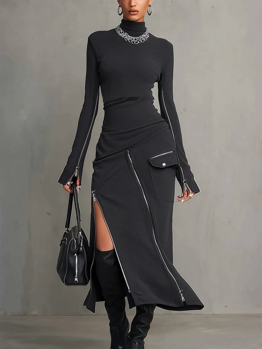 Vivian | High-Neck Zip-Pocket Set