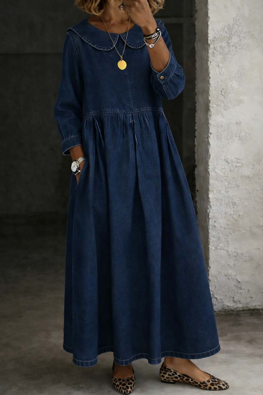 Clara | Peter Pan Collar Denim Dress