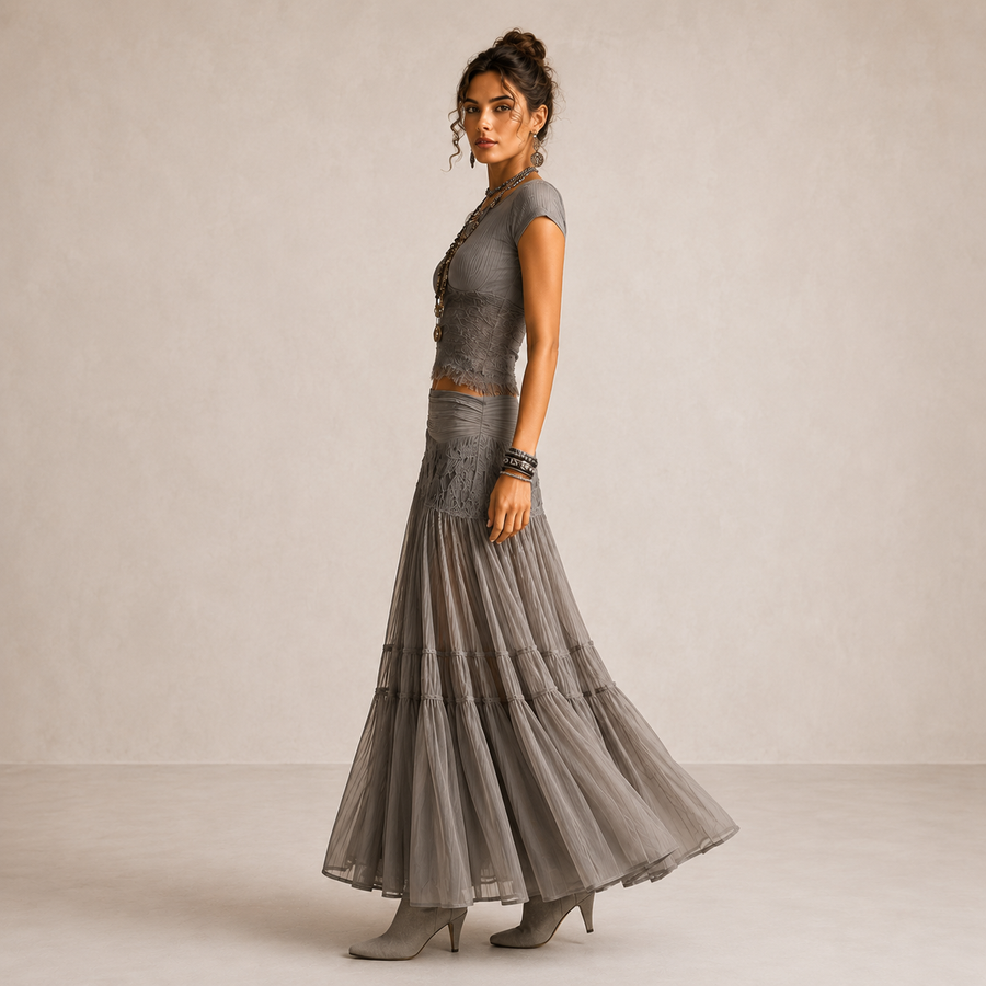MILENA – Gray Lace Set