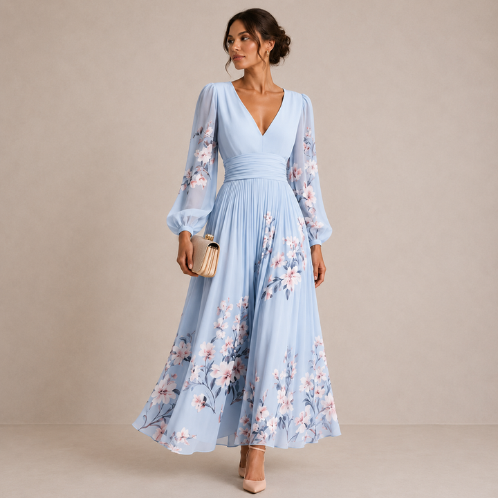 NIRENA | Midi dress with a V-neck