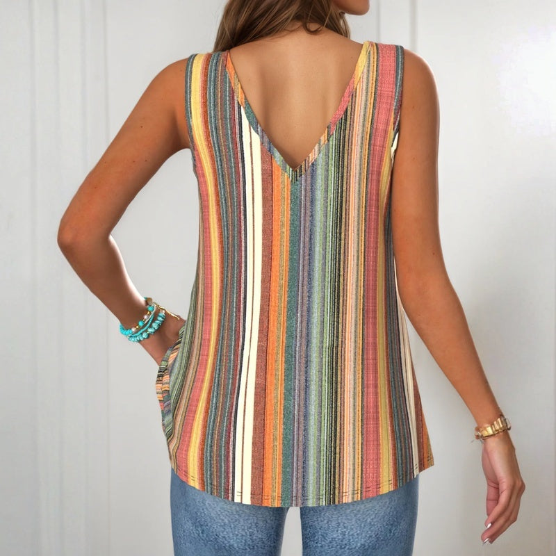 Samantha | V-Neck Striped Tank