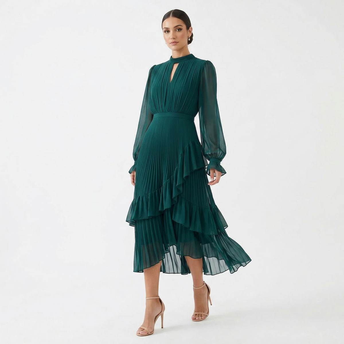 Melanie - Dress with Pleats and Wide Sleeves