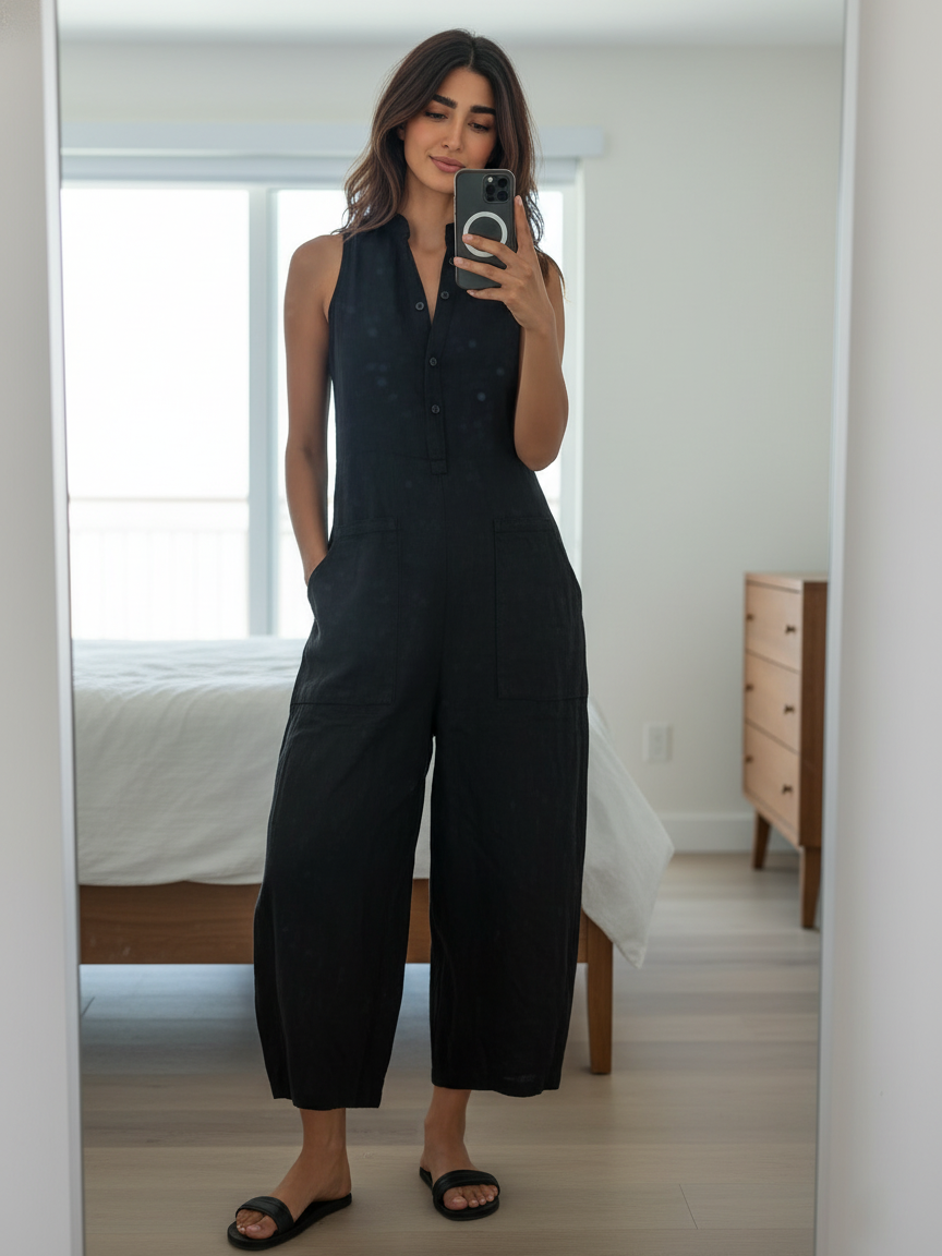 Vittoria | Minimalist Black Jumpsuit