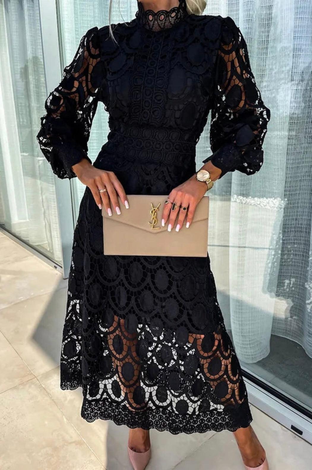 Eloah™ | Elegant Midi Lace Dress