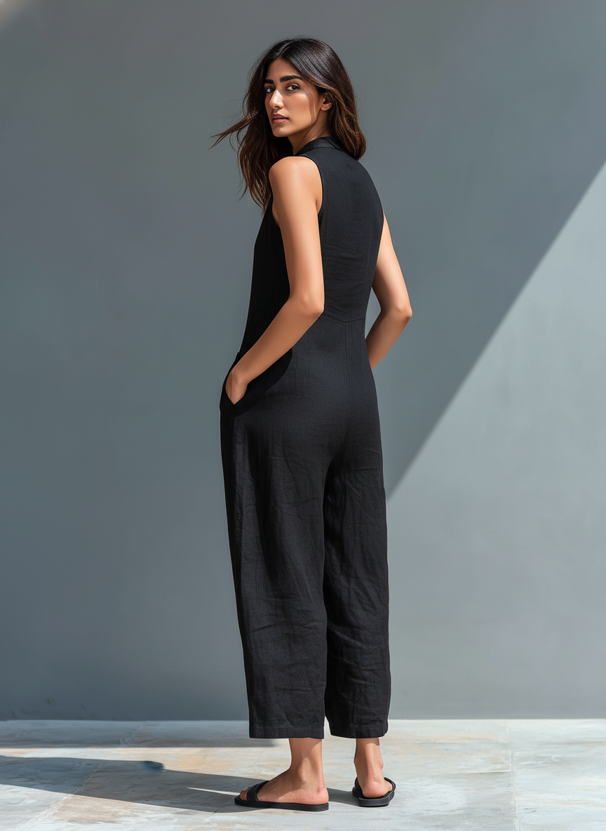 Brisa | Loose-Fitting Sleeveless Jumpsuit with Front Buttons