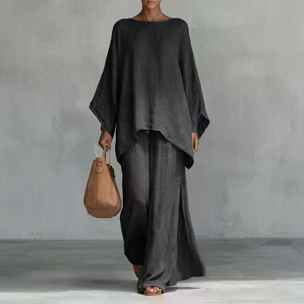 Christine | Long Sleeve Two-Piece Set with Wide Pants