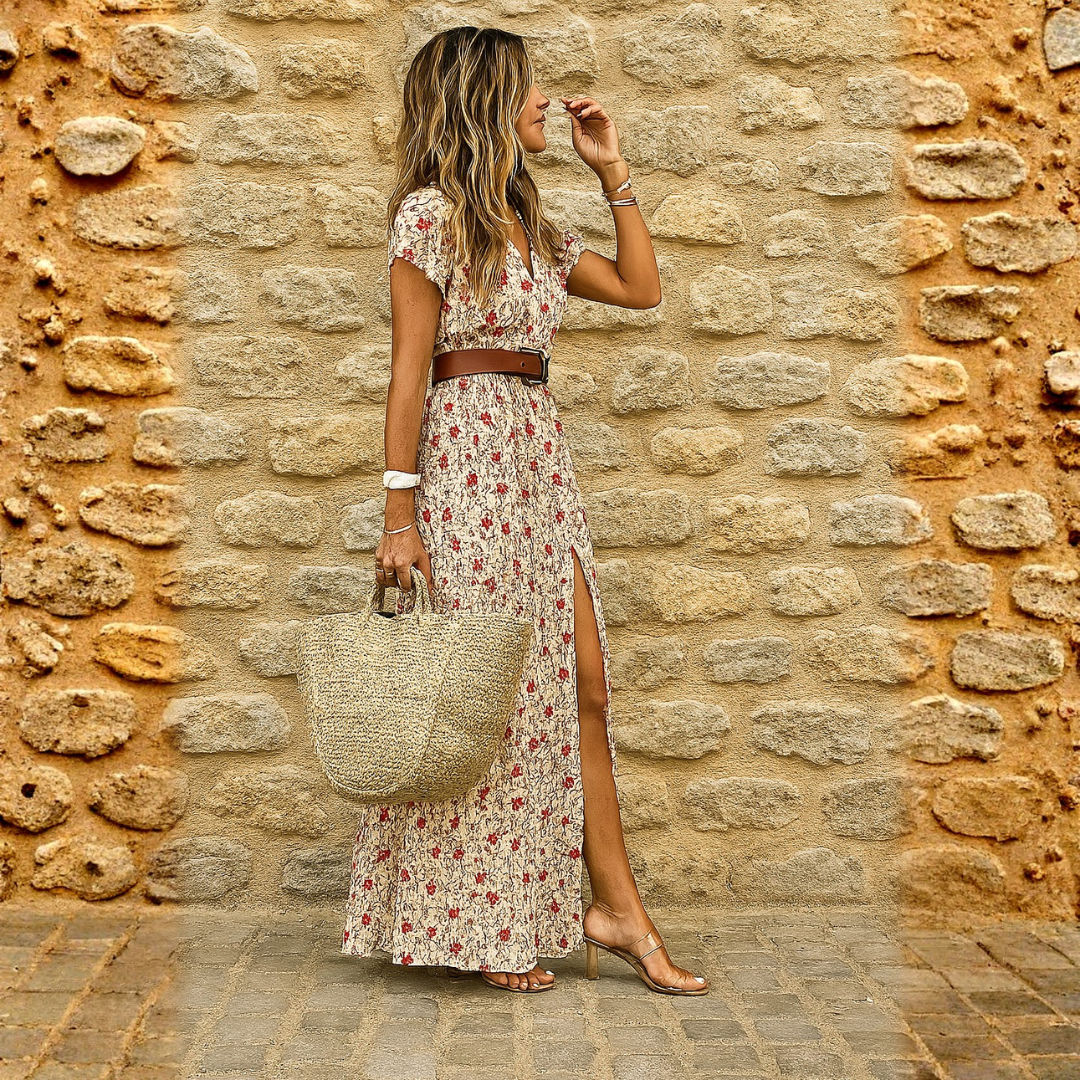 Joselin™ – Long Bohemian and Flowing Dress with Belt