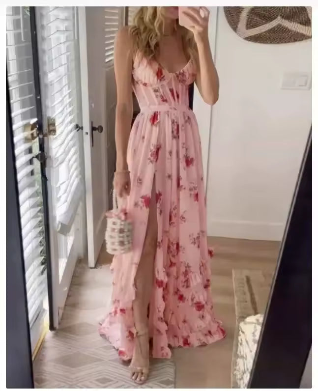 Paola | Romantic floral dress with V-neck