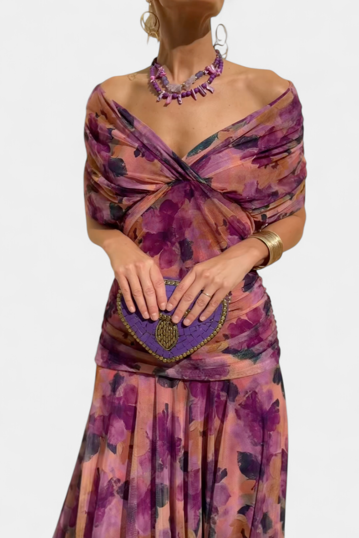 Florendra™ | Floral Long Dress V-Neck