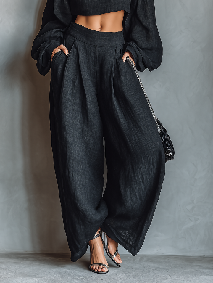 Aisha | Strapless-Style Top & Wide-Leg Pants Set