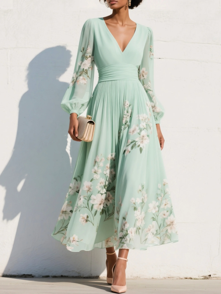 NIRENA | Midi dress with a V-neck