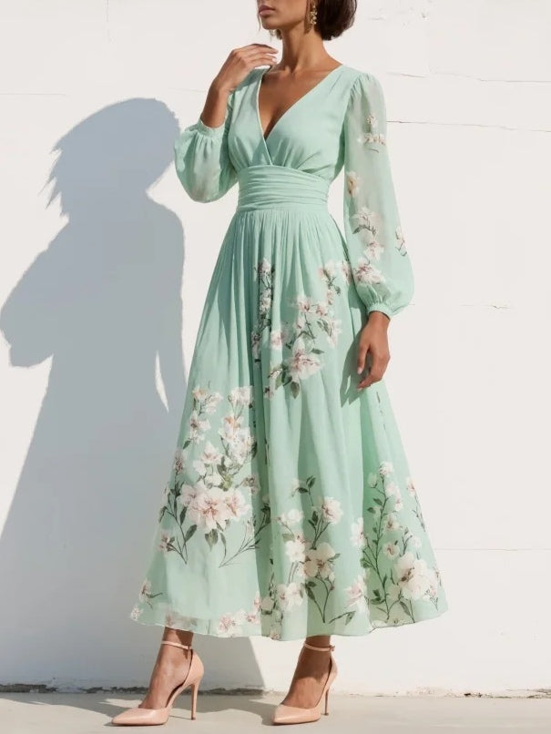 NIRENA | Midi dress with a V-neck