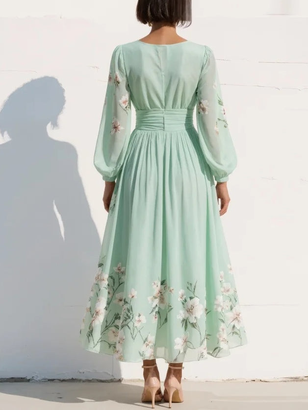 NIRENA | Midi dress with a V-neck