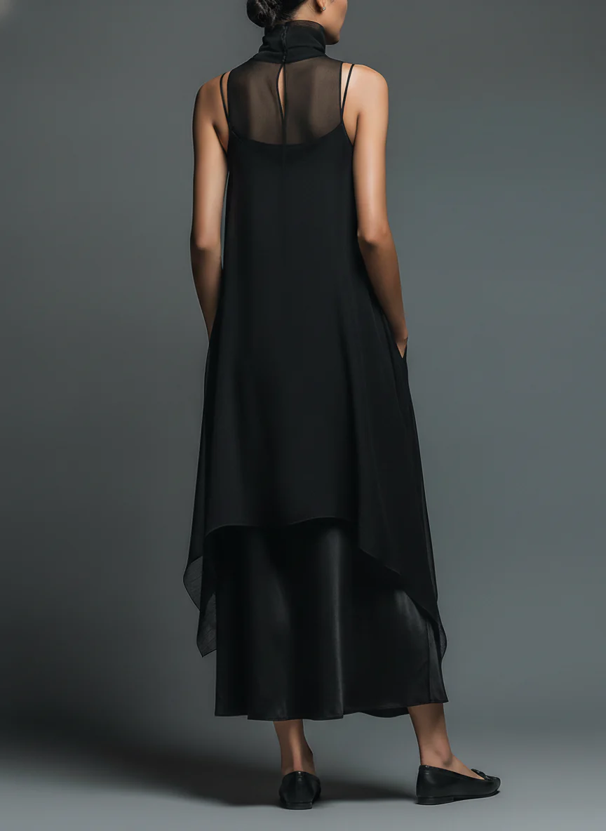 Monica | Acetate Slip Dress with Overlay