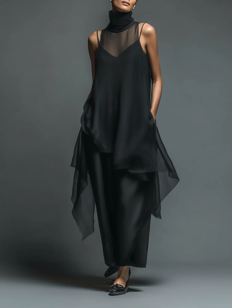 Monica | Acetate Slip Dress with Overlay