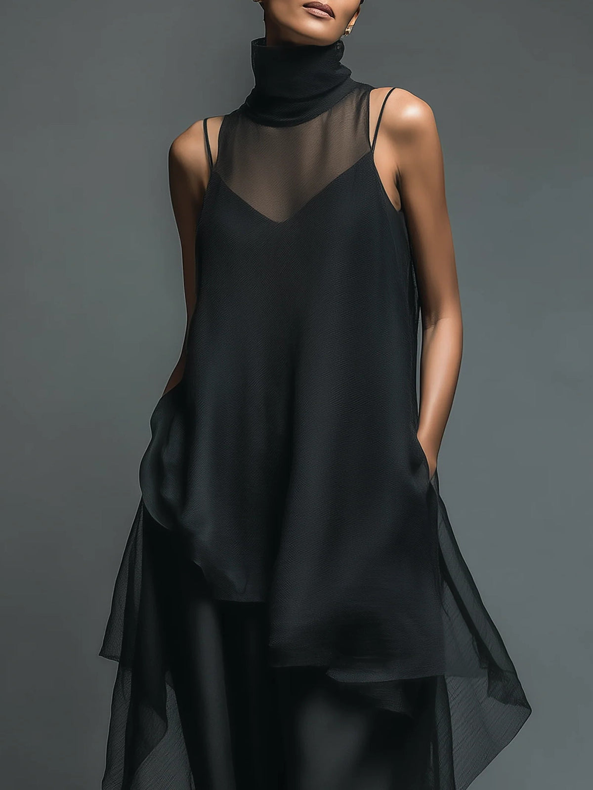 Monica | Acetate Slip Dress with Overlay