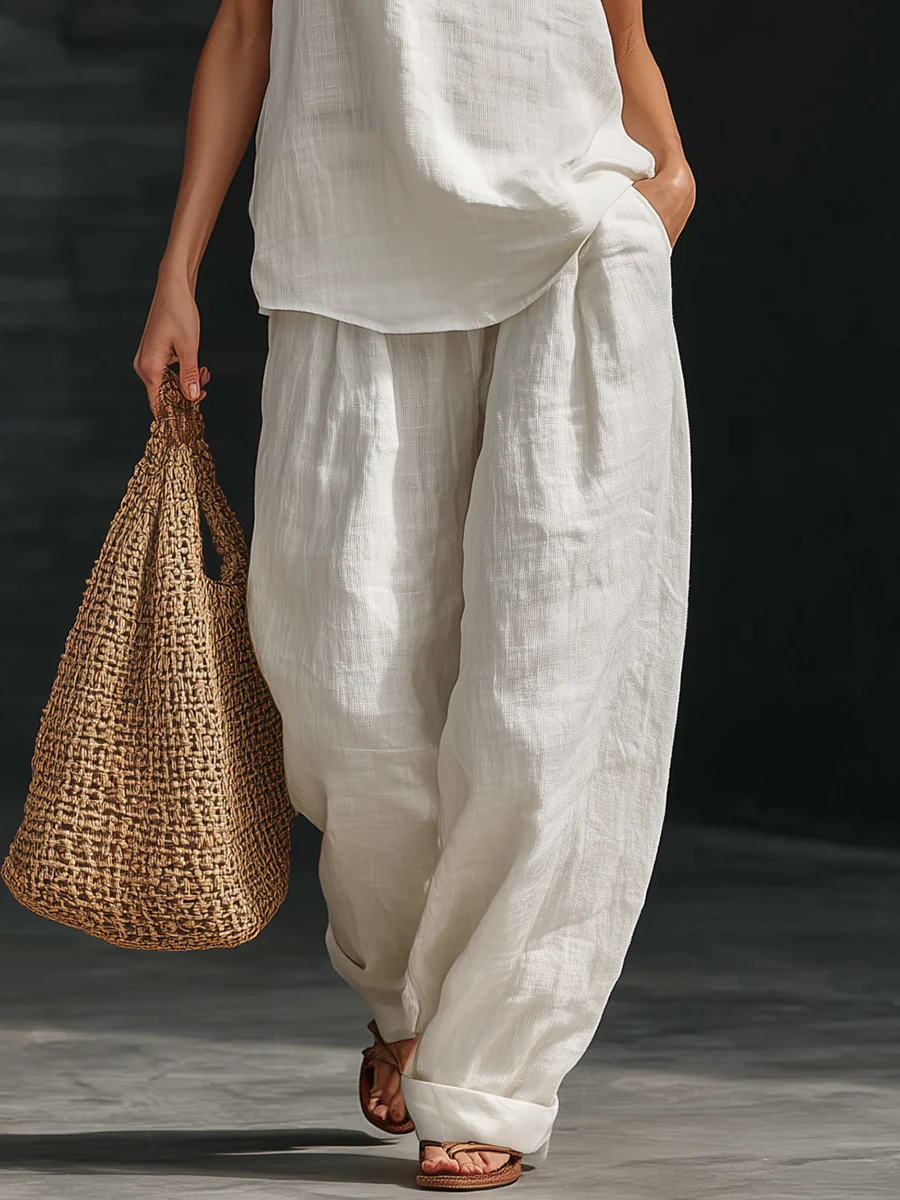 Amelia | V-Neck Top & Wide-Leg Pants Set