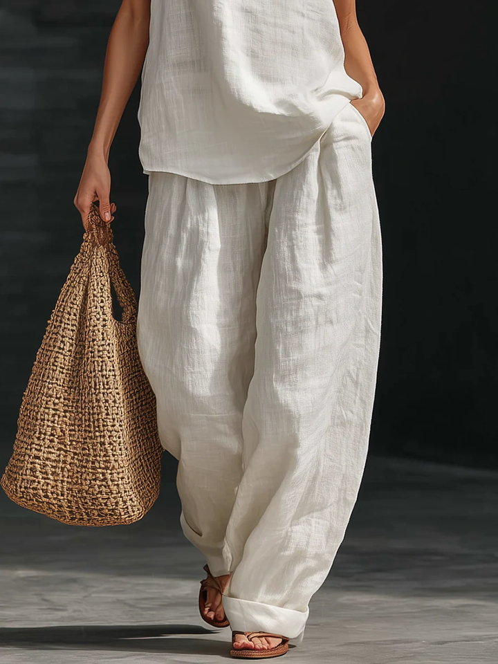 Amelia | V-Neck Top & Wide-Leg Pants Set