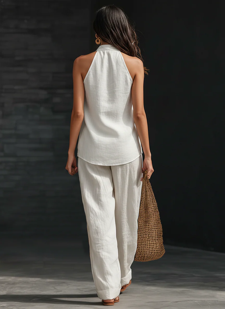 Amelia | V-Neck Top & Wide-Leg Pants Set