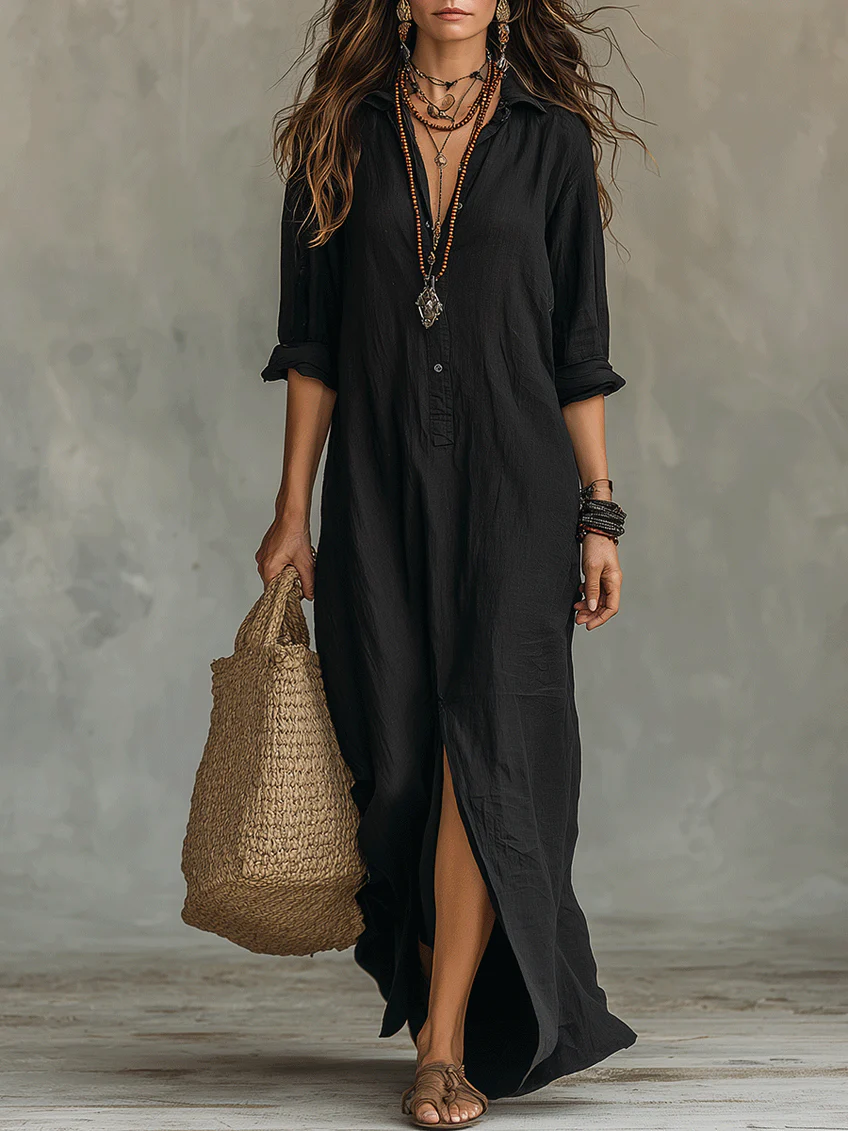 Soline | Maxi dress with buttons and relaxed V-neck