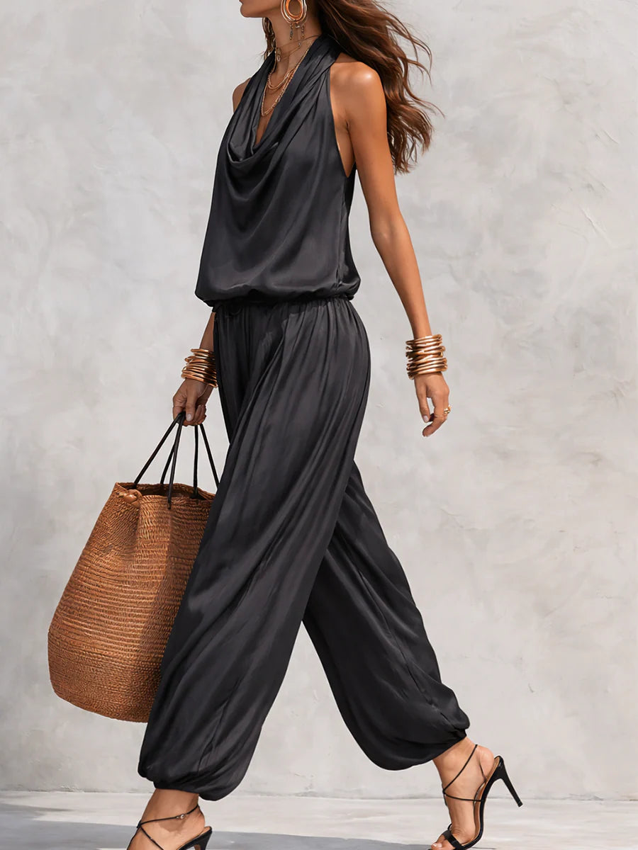 Maya | Halter Top & Pleated Wide-Leg Pants Set