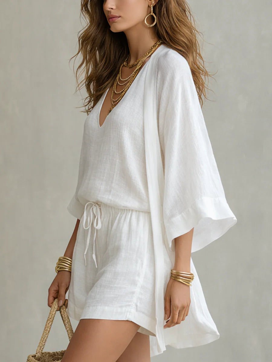 Camila | Three-Piece Cardigan & Shorts Set