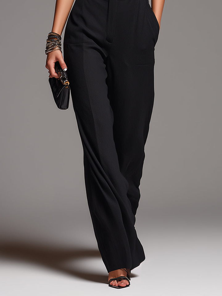 Aisha | Black Blouse & High-Waist Wide-Leg Pants Set