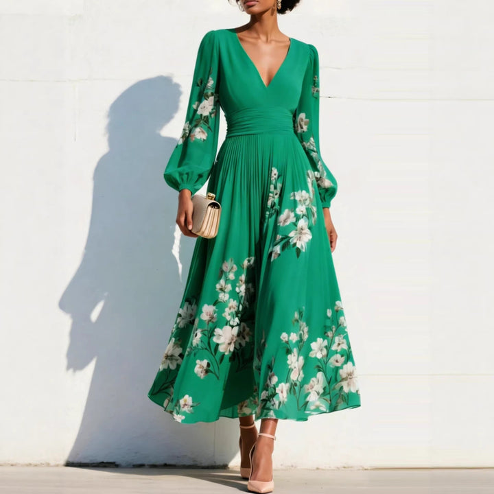 NIRENA | Midi dress with a V-neck