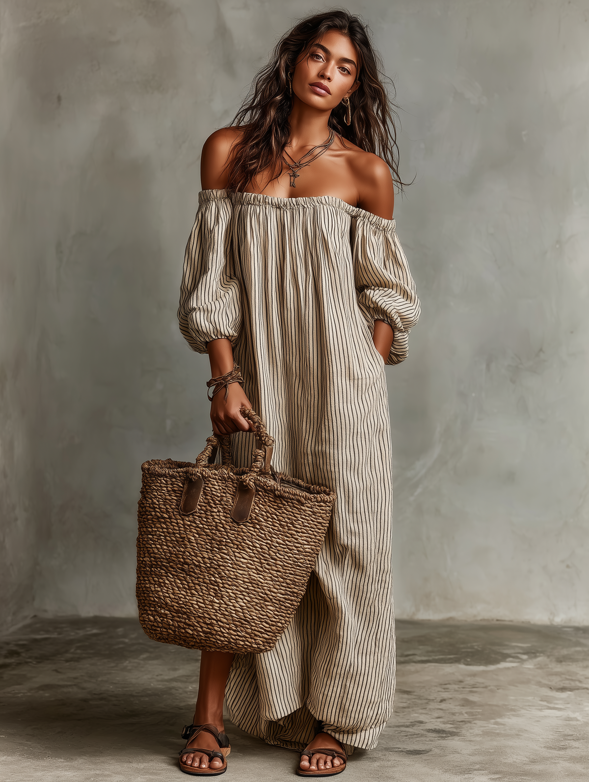 Carmen | Long dress with off-the-shoulder design