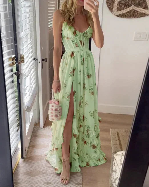 Paola | Romantic floral dress with V-neck